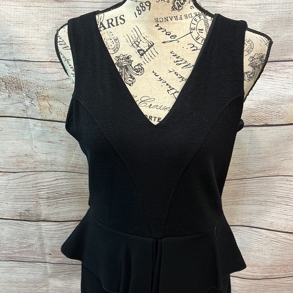 Ganni “Miss Marple” Dress Peplum Black V-neck Size Medium Portugal - Picture 2 of 9